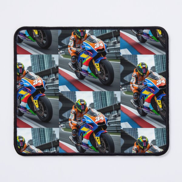 Item preview, Rainbow Superbike Rider 34 Motorcycle Racebike Downtown Highway designed and sold by Moto Graphix.