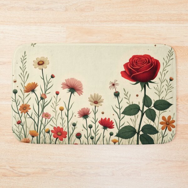 Item preview, Wildflowers and Red Rose on Right #2 - Yellow Background #5008 designed and sold by Wildflower Rose.