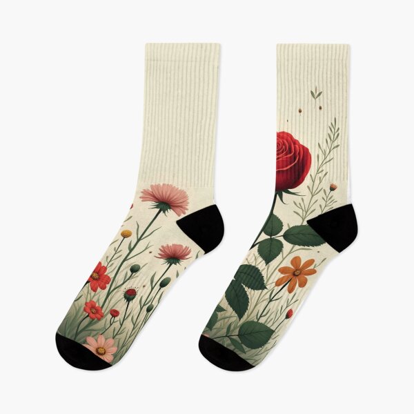 Item preview, Wildflowers and Red Rose on Right #2 - Yellow Background #5008 designed and sold by Wildflower Rose.