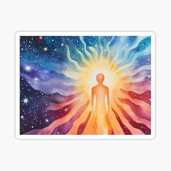 Item preview, abstract watercolor depiction of a human dissolving into a luminous portal, spirituality,Starseed,spirituality,starseed designed and sold by BrownPenguin.