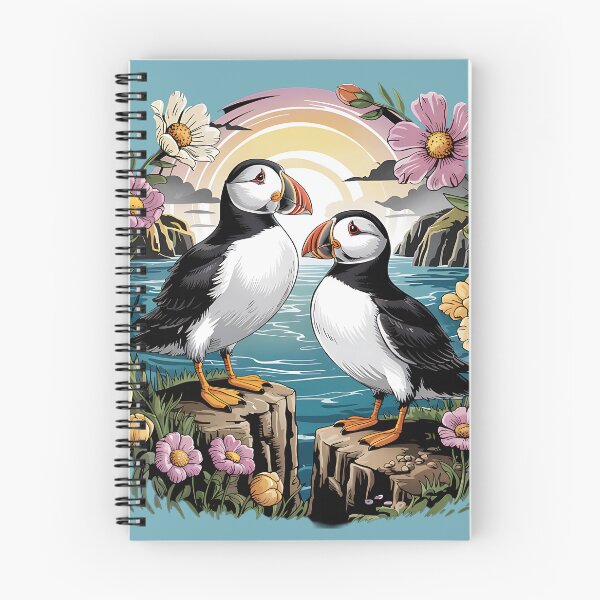Item preview, Atlantic Puffin Pair on Coastal Cliffs at Sunset designed and sold by BirdsnStuff.