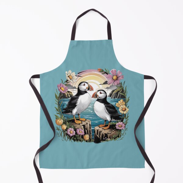 Item preview, Atlantic Puffin Pair on Coastal Cliffs at Sunset designed and sold by BirdsnStuff.