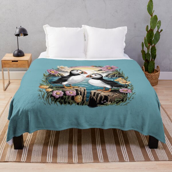 Item preview, Atlantic Puffin Pair on Coastal Cliffs at Sunset designed and sold by BirdsnStuff.