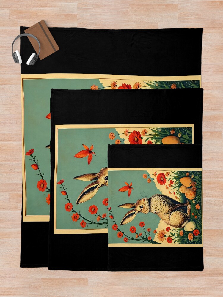 Thumbnail 5 of 6, Throw Blanket, Rabbit Poster designed and sold by FestivityFinds.