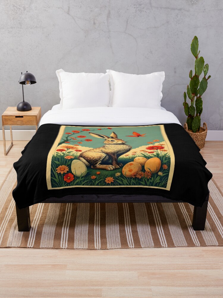Thumbnail 1 of 6, Throw Blanket, Rabbit Poster designed and sold by FestivityFinds.