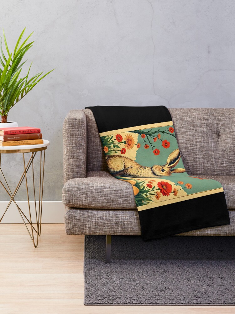 Thumbnail 2 of 6, Throw Blanket, Rabbit Poster designed and sold by FestivityFinds.