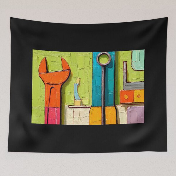 Item preview, Modern Father's Day Tribute with Bold Wrench Art and Vibrant Geometric Colors AI Generated designed and sold by OlfactoART Studio.