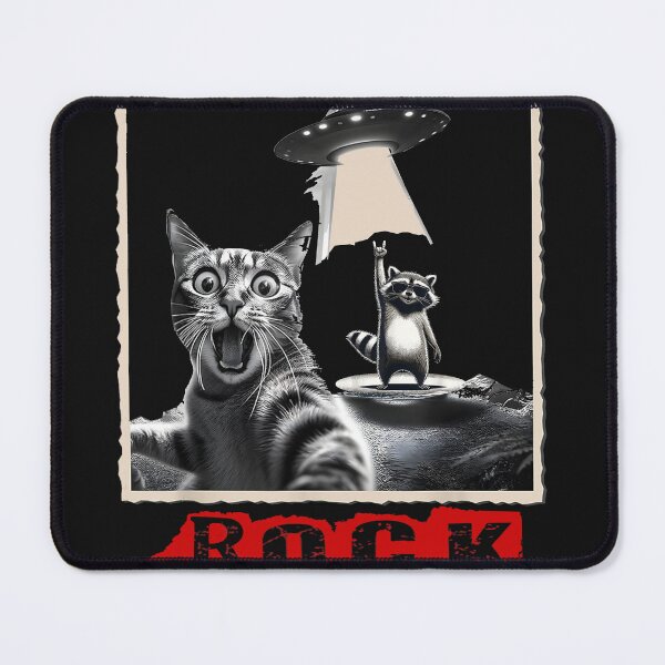 Item preview, Selfie With Retro Raccoon Rock Music Gift Men Cats Funny UFO designed and sold by MOHAMED FRASER.