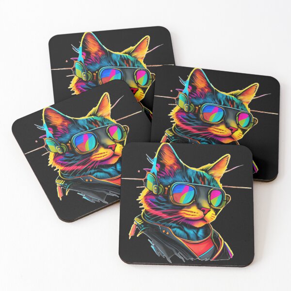 Item preview, colorful cat with glasses designed and sold by Ardit com.