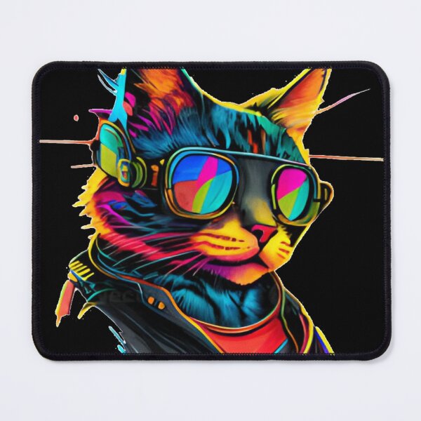 Item preview, colorful cat with glasses designed and sold by Ardit com.