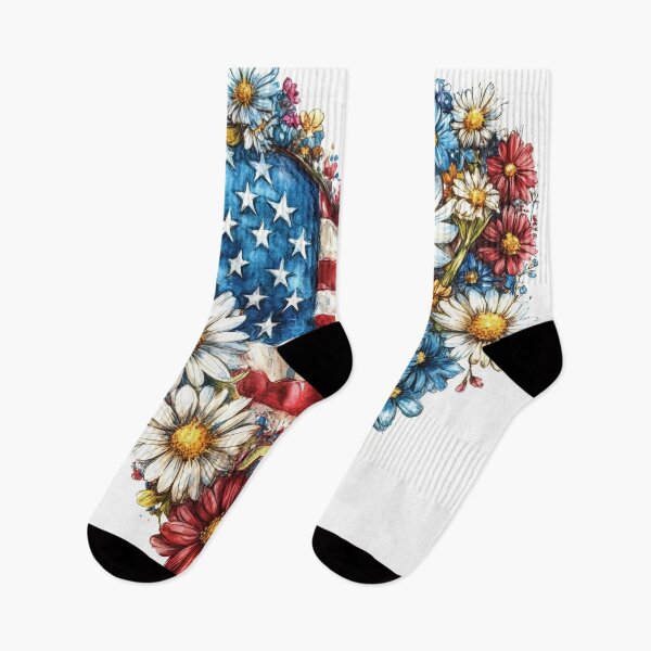 Item preview, watercolor flower american flag print designed and sold by dcrc.