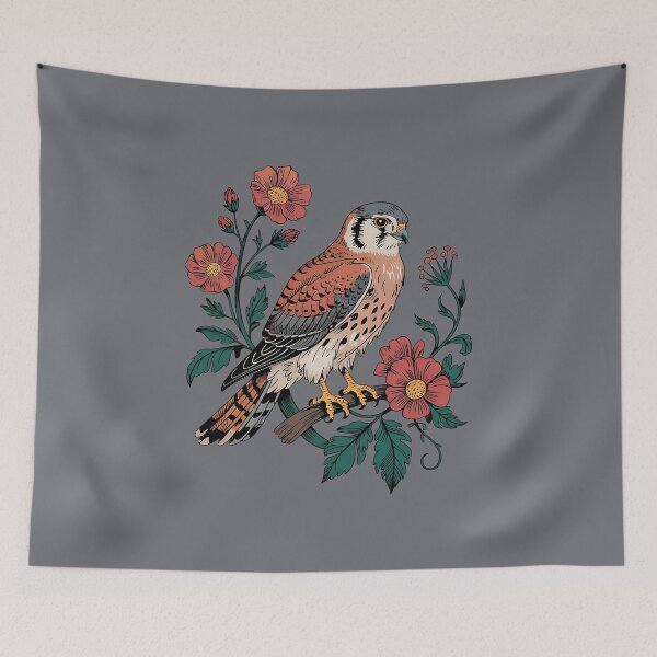 Item preview, Kestrel Perch Crimson Floral Art designed and sold by BirdsnStuff.