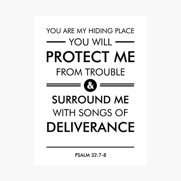 Psalm 32-7-8 - Spiritual Wall Art - Bible Verses Art - Minimalist Scripture 1 Photographic Print