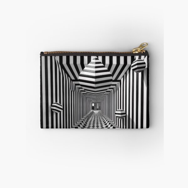 Item preview, optical illusion with floating striped 3D shapes and vortex designed and sold by amithachapa.