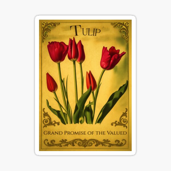 Item preview, Tulip – Victorian Flower Meaning Print | Wish Card Art | Theatre Edition designed and sold by The Magic Garden Library.