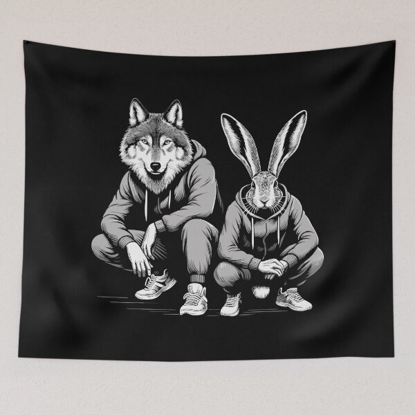 Item preview, Slavic squat Russian squat hare and wolf gift designed and sold by Pineapple-Tree.