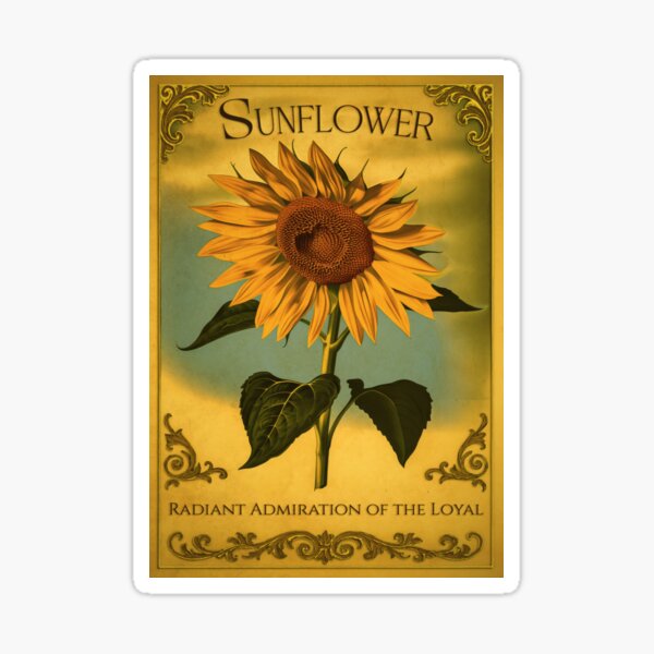 Item preview, Sunflower – Victorian Flower Meaning Print | Wish Card Art | Theatre Edition designed and sold by The Magic Garden Library.