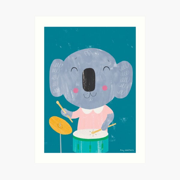 Animal Band - Drumming Koala Art Print