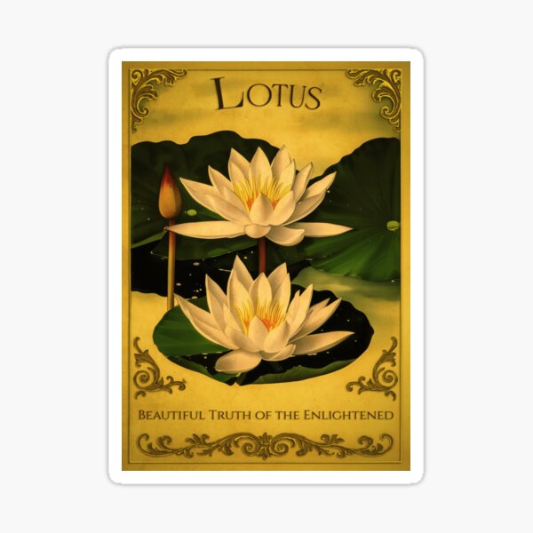 Aperçu de l'œuvre Lotus – Signification d'une fleur victorienne | Carte de vœux | Édition théâtre créée et vendue par The Magic Garden Library.