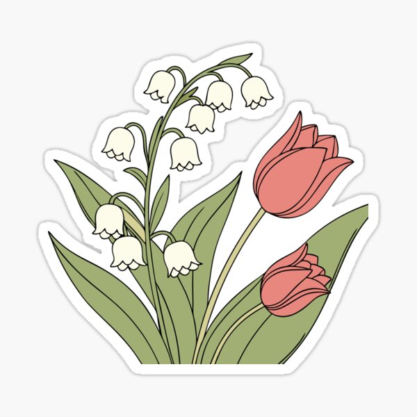 Item preview, Beautiful pink, red tulips and white little tulips with green leaves designed and sold by Merrylands Artshop.