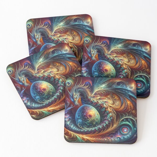Item preview, Fractal Dragon Unfolds Cosmic Wonder designed and sold by KirstenStar.