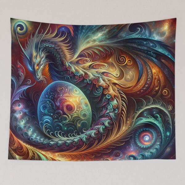 Item preview, Fractal Dragon Unfolds Cosmic Wonder designed and sold by KirstenStar.