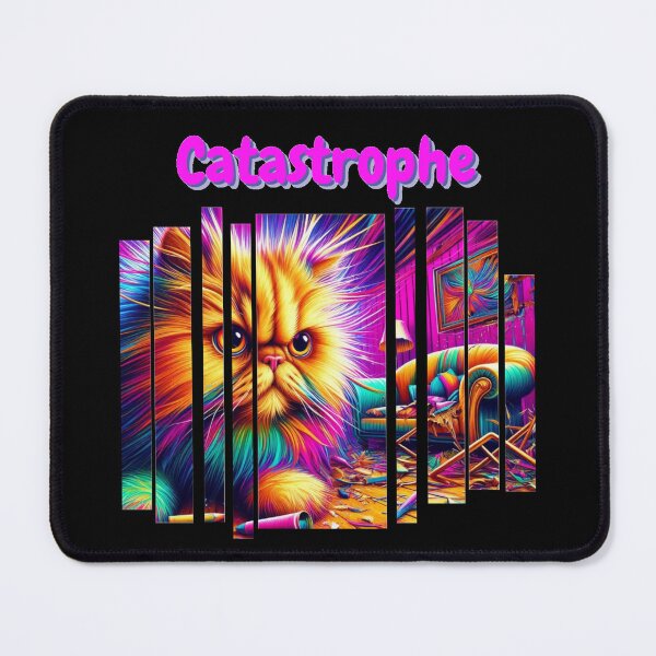 Item preview, Catastrophic Chaos: Persian Cat in a Colorful Disaster designed and sold by SloganSavvy.