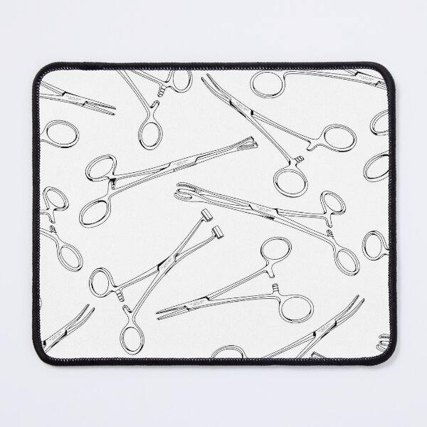 Item preview, Medical Tool Design "Sponge Clamps, & Penningtons, & Hemostats, Oh My!" Black on White designed and sold by The Gilded Needle: Body Art & Fine Jewelry .