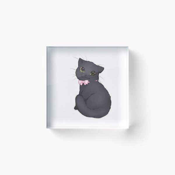 Item preview, black kitten with bow designed and sold by MuzzleBunny.