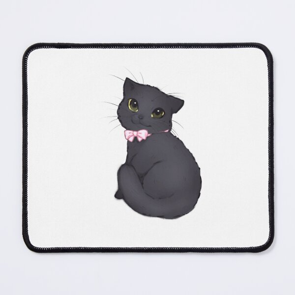 Item preview, black kitten with bow designed and sold by MuzzleBunny.