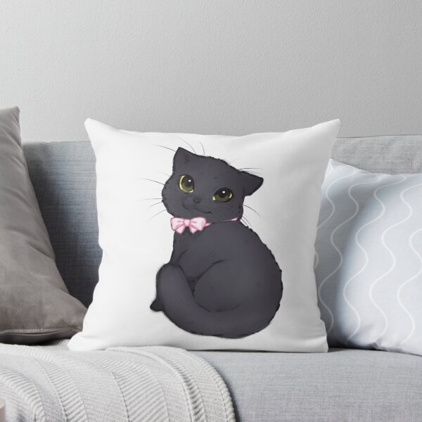 Item preview, black kitten with bow designed and sold by MuzzleBunny.