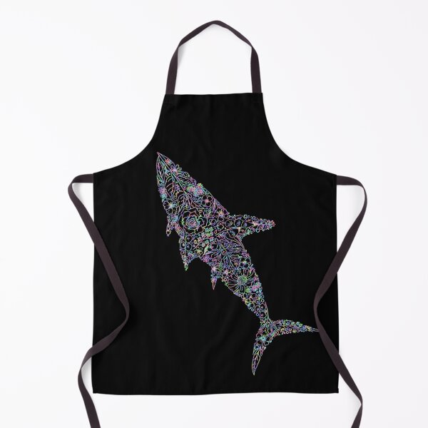 Item preview, Rainbow Shark Colourful Floral Zentangle Sea Life - Black Version designed and sold by Chloe Lopez.