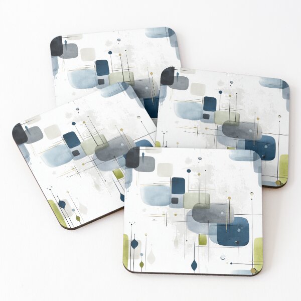 Item preview, Orbital Rhythm – Retro Geometric Abstraction in Blue and Green designed and sold by Moisky Patterns.