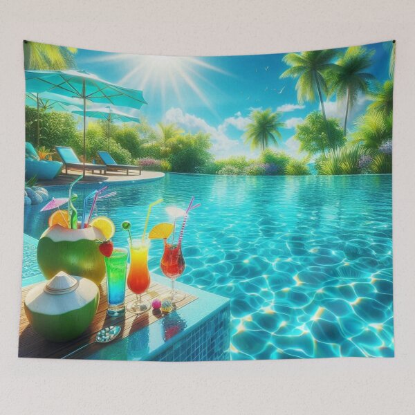 Item preview, Cozy Swimming Pool Scene with Food and Drinks – Perfect Vacation Design for Beach Lovers and Summer Vibes designed and sold by knalpot-design.