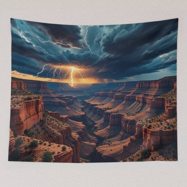 Item preview,  dramatic storm brews over a vast canyon designed and sold by InezPhotography.