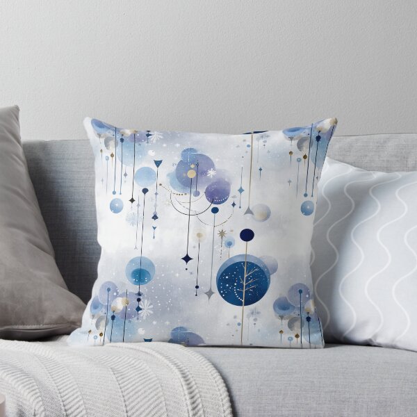Item preview, Celestial Winter Rhythm – Abstract Snowfall and Floating Geometry in Blue designed and sold by Moisky Patterns.