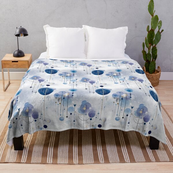 Item preview, Celestial Winter Rhythm – Abstract Snowfall and Floating Geometry in Blue designed and sold by Moisky Patterns.