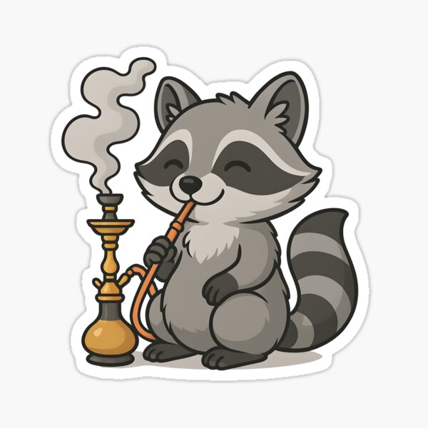 Artikel-Vorschau von Waschbär mit Wasserpfeife, designt und verkauft von Kittykat2410.