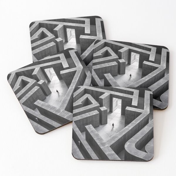 Item preview, surreal black-and-white labyrinth with shifting stripes designed and sold by amithachapa.