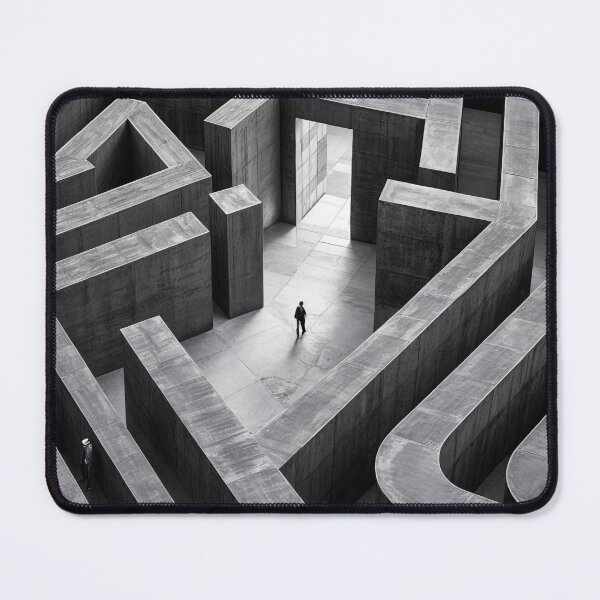 Item preview, surreal black-and-white labyrinth with shifting stripes designed and sold by amithachapa.