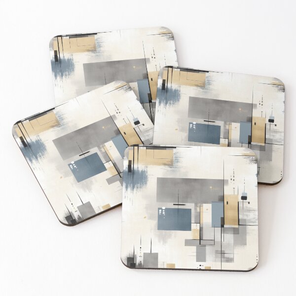Item preview, Urban Balance – Modular Geometric Composition in Neutrals and Blue designed and sold by Moisky Patterns.