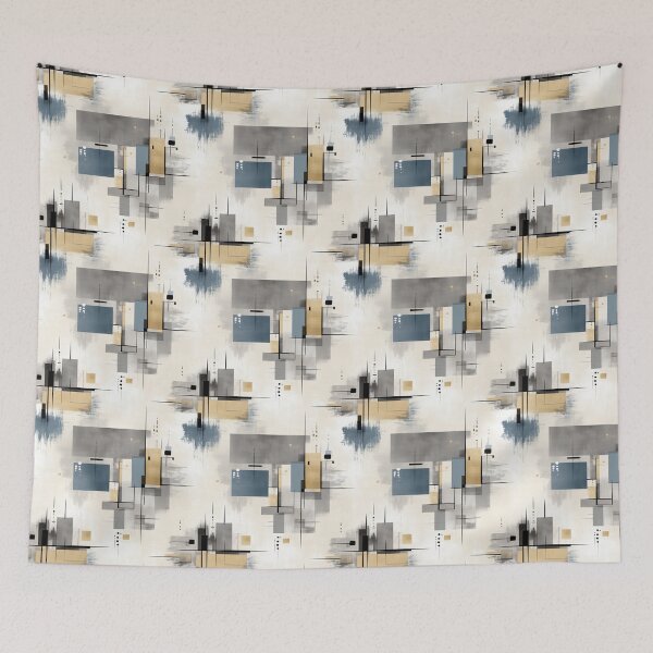 Item preview, Urban Balance – Modular Geometric Composition in Neutrals and Blue designed and sold by Moisky Patterns.