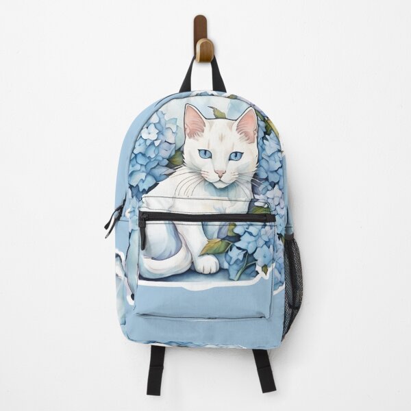 Item preview, White cat with hydrangeas designed and sold by VickyJo111.
