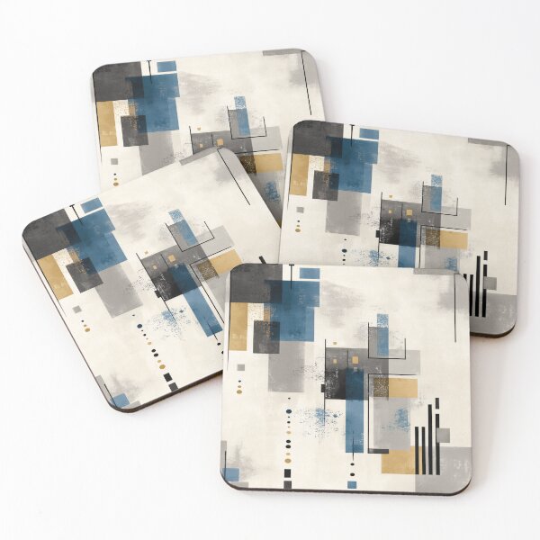 Item preview, Urban Blueprint – Structured Abstract Geometry in Blue and Ocher designed and sold by Moisky Patterns.