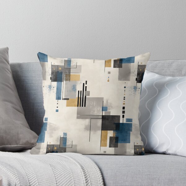 Item preview, Urban Blueprint – Structured Abstract Geometry in Blue and Ocher designed and sold by Moisky Patterns.