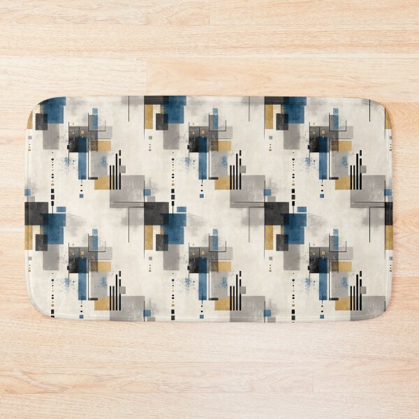Item preview, Urban Blueprint – Structured Abstract Geometry in Blue and Ocher designed and sold by Moisky Patterns.