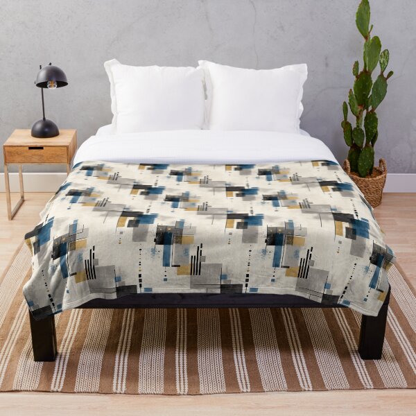 Item preview, Urban Blueprint – Structured Abstract Geometry in Blue and Ocher designed and sold by Moisky Patterns.