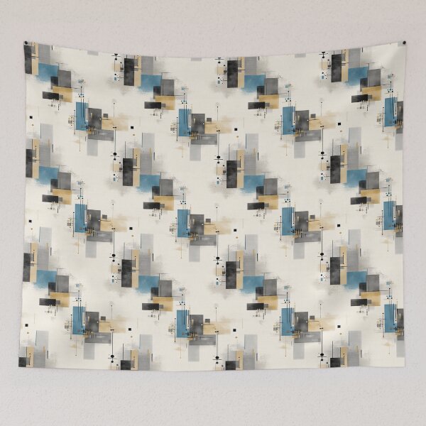 Item preview, Metropolitan Grid – Modern Abstract Composition in Neutral Blues designed and sold by Moisky Patterns.