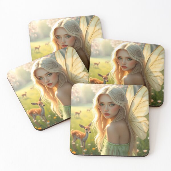 Item preview, Beautiful blonde fairy among her fawn friends designed and sold by Wolfi51.