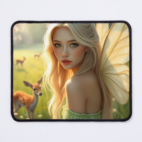 Item preview, Beautiful blonde fairy among her fawn friends designed and sold by Wolfi51.